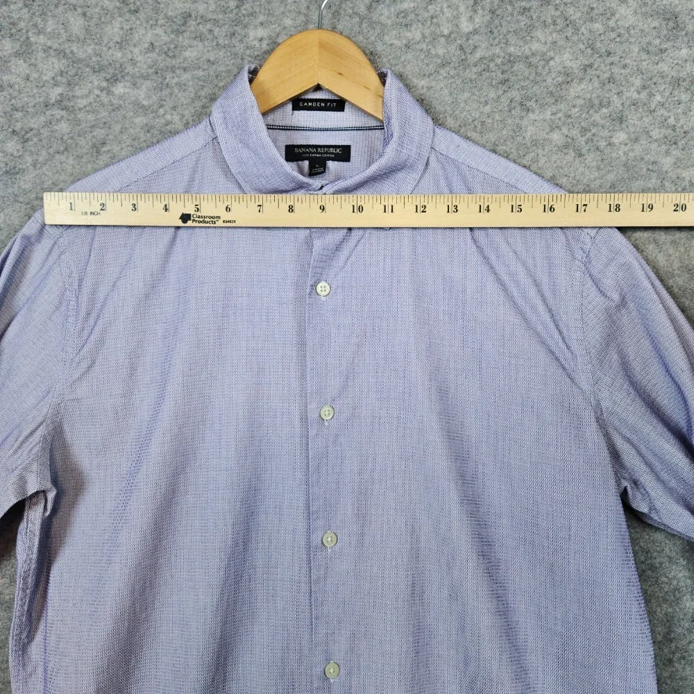 Banana Republic Men's Dress Shirt Size‎ L Purple Mini-Geometric Print Camden Fit